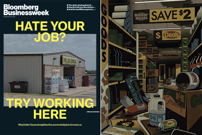 Bloomberg Businessweek cover and interior art for Dollar General story